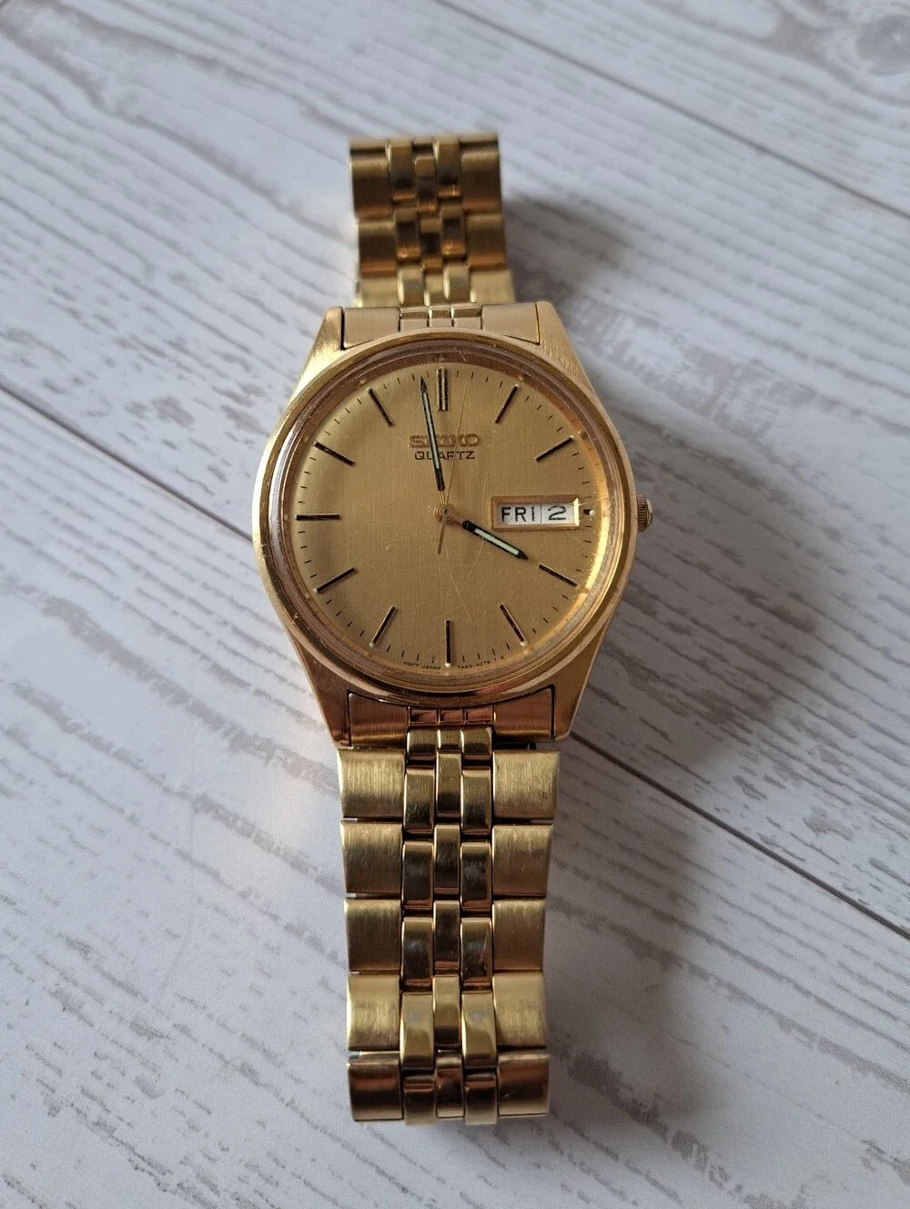 Vintage Seiko Wristwatch Men's Goldtone Stainless Steel JN43-8A39 Quartz